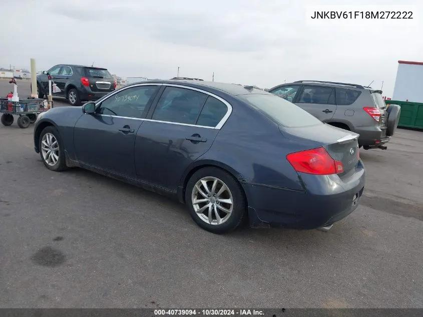 2008 Infiniti G35X VIN: JNKBV61F18M272222 Lot: 40739094