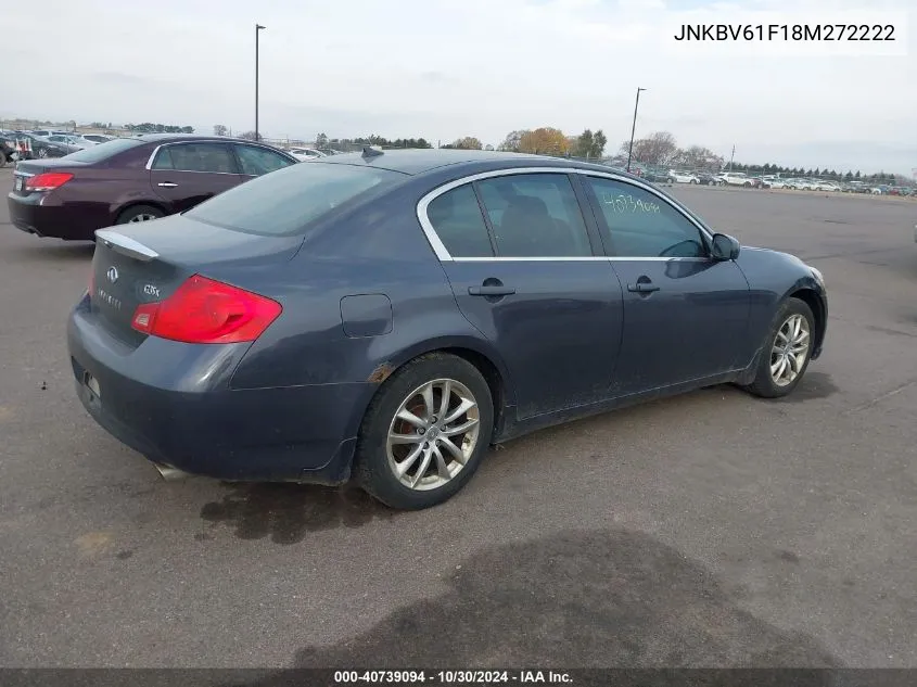 2008 Infiniti G35X VIN: JNKBV61F18M272222 Lot: 40739094