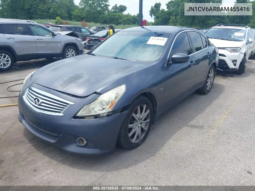 2010 Infiniti G37X VIN: JN1CV6AR8AM455416 Lot: 39758535