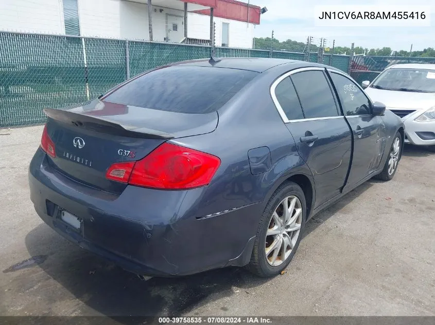 2010 Infiniti G37X VIN: JN1CV6AR8AM455416 Lot: 39758535