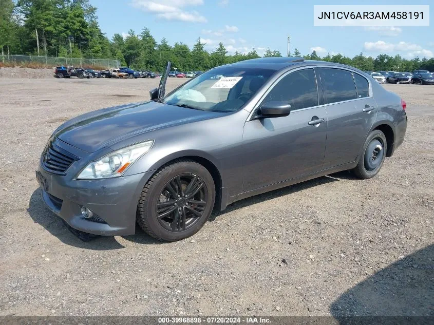 2010 Infiniti G37X VIN: JN1CV6AR3AM458191 Lot: 39968898