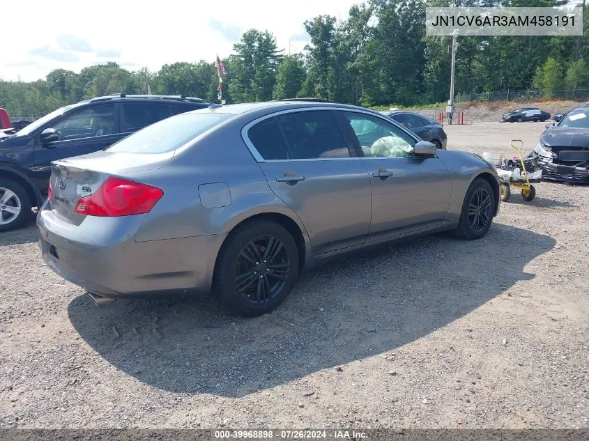 2010 Infiniti G37X VIN: JN1CV6AR3AM458191 Lot: 39968898