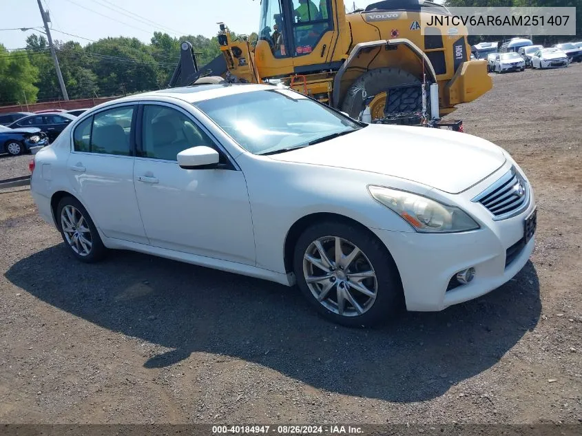 2010 Infiniti G37X VIN: JN1CV6AR6AM251407 Lot: 40184947