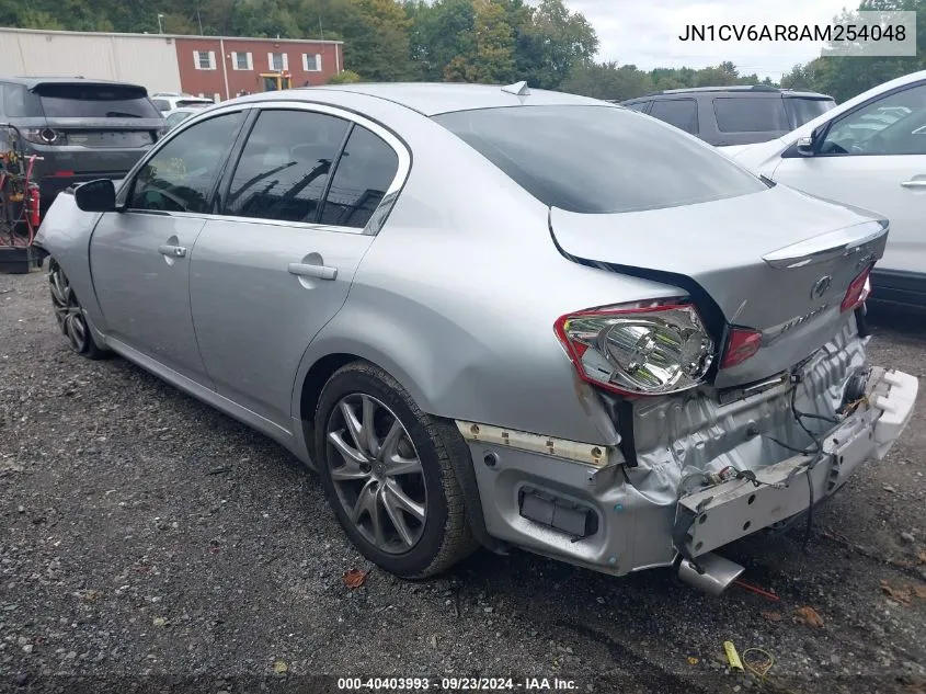 2010 Infiniti G37X VIN: JN1CV6AR8AM254048 Lot: 40403993