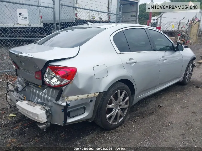 2010 Infiniti G37X VIN: JN1CV6AR8AM254048 Lot: 40403993