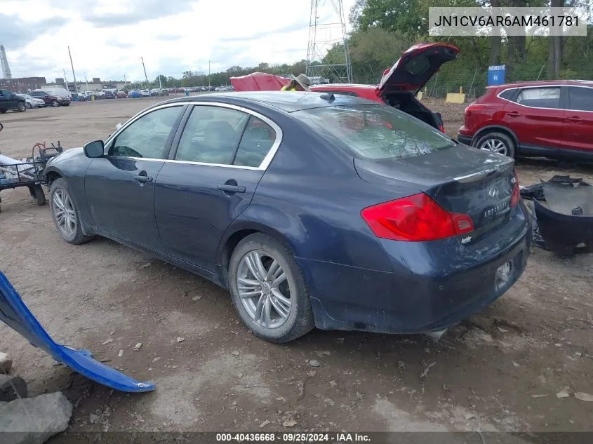 2010 Infiniti G37X VIN: JN1CV6AR6AM461781 Lot: 40436668