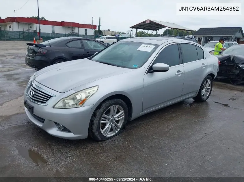 2010 Infiniti G37X VIN: JN1CV6AR3AM254362 Lot: 40445255