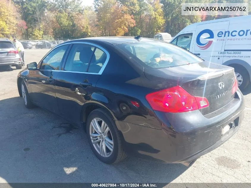 2010 Infiniti G37X VIN: JN1CV6ARXAM250762 Lot: 40627984