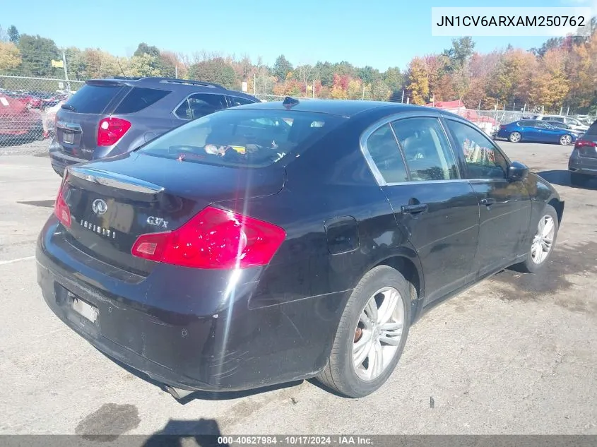 2010 Infiniti G37X VIN: JN1CV6ARXAM250762 Lot: 40627984