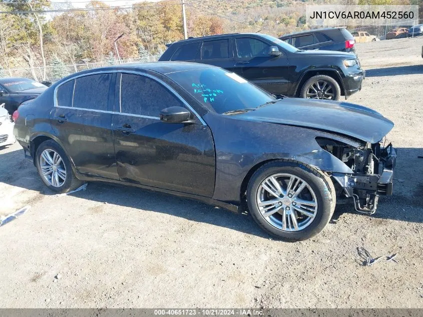 2010 Infiniti G37X VIN: JN1CV6AR0AM452560 Lot: 40651723