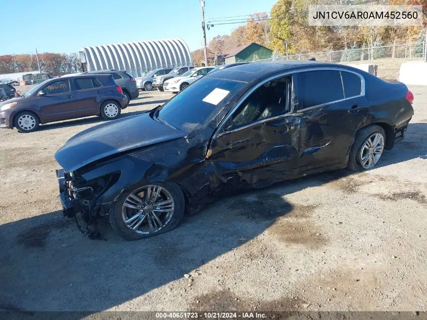 2010 Infiniti G37X VIN: JN1CV6AR0AM452560 Lot: 40651723