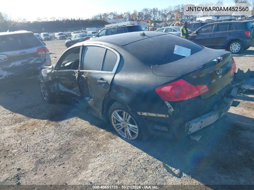 2010 Infiniti G37X VIN: JN1CV6AR0AM452560 Lot: 40651723