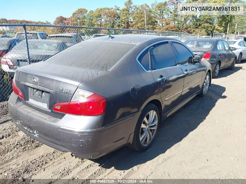 2010 Infiniti M35X VIN: JN1CY0AR2AM961831 Lot: 40662929