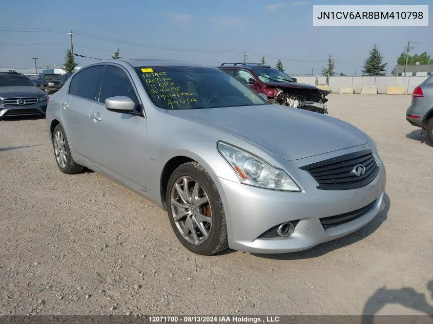 2011 Infiniti G37X VIN: JN1CV6AR8BM410798 Lot: 12071700