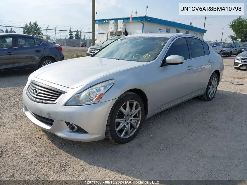 2011 Infiniti G37X VIN: JN1CV6AR8BM410798 Lot: 12071700