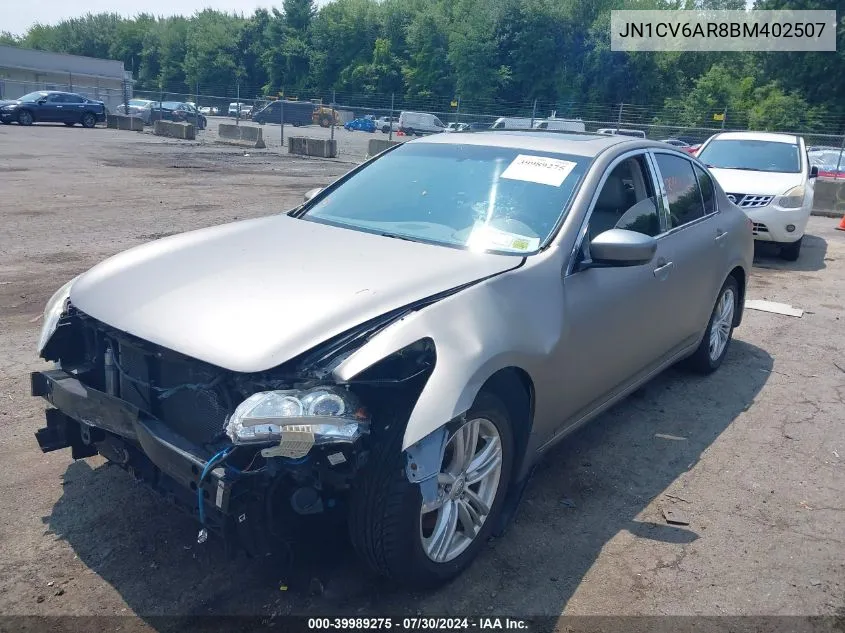 2011 Infiniti G37X VIN: JN1CV6AR8BM402507 Lot: 39989275