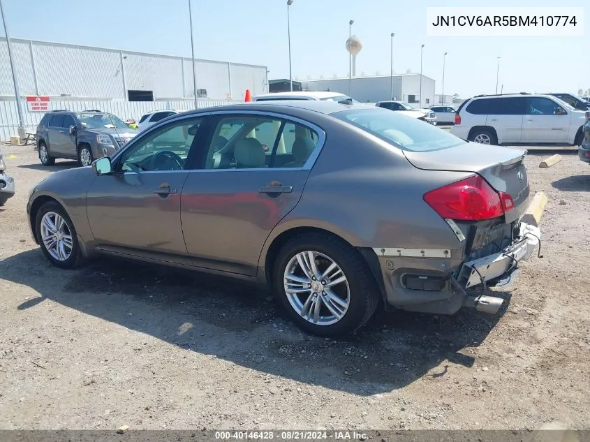 2011 Infiniti G37X VIN: JN1CV6AR5BM410774 Lot: 40146428