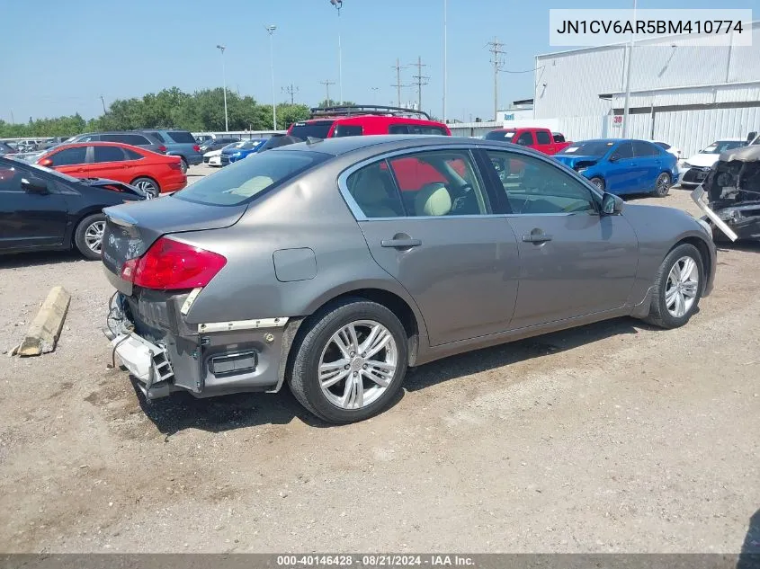 2011 Infiniti G37X VIN: JN1CV6AR5BM410774 Lot: 40146428