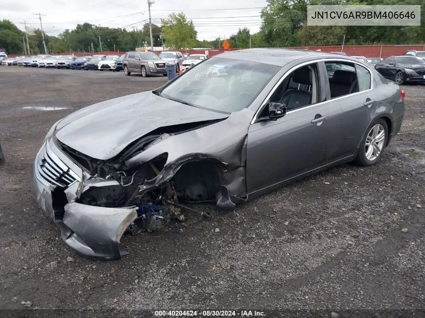 2011 Infiniti G37X VIN: JN1CV6AR9BM406646 Lot: 40204624