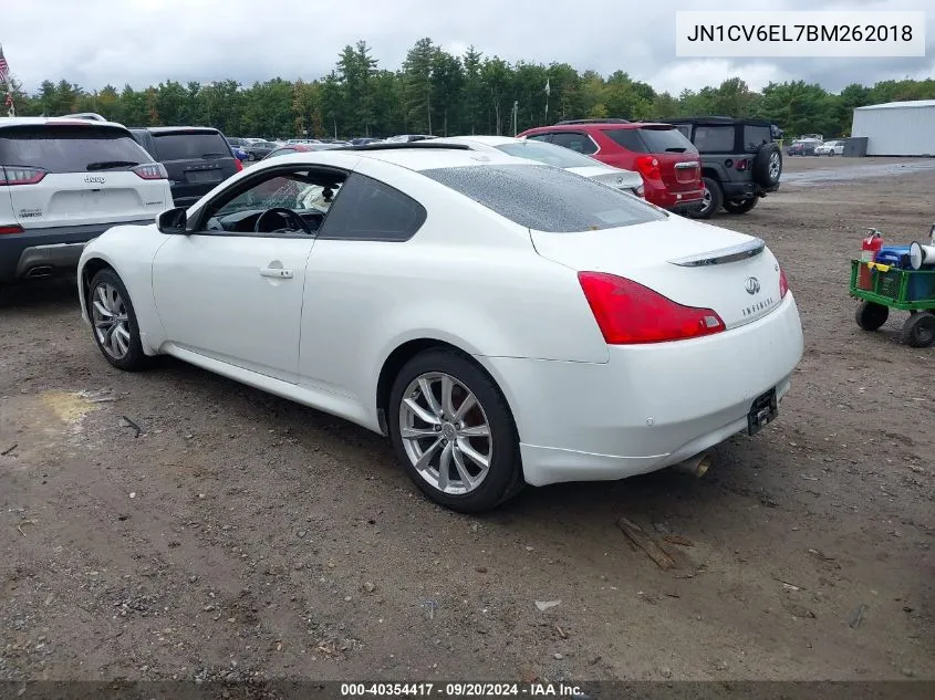 2011 Infiniti G37X VIN: JN1CV6EL7BM262018 Lot: 40354417