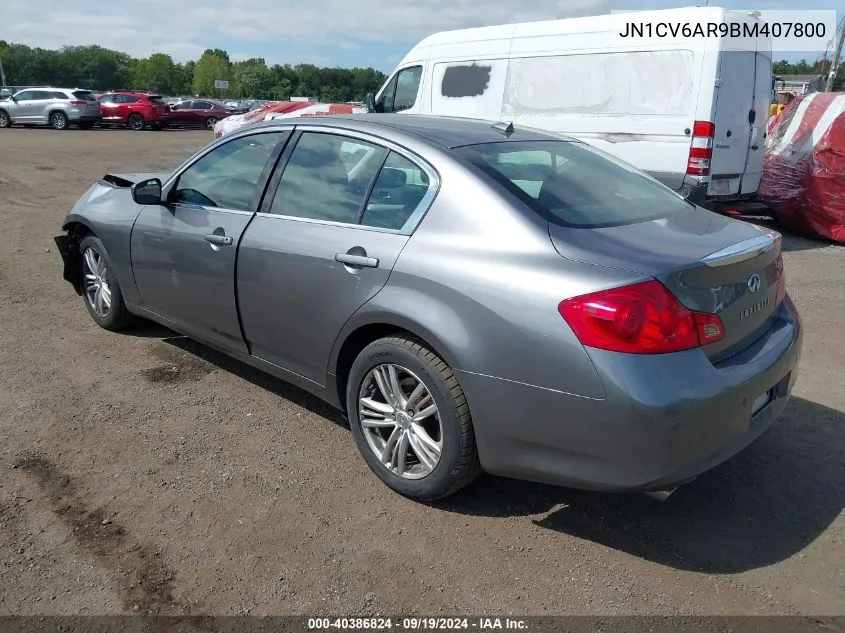 2011 Infiniti G37X VIN: JN1CV6AR9BM407800 Lot: 40386824