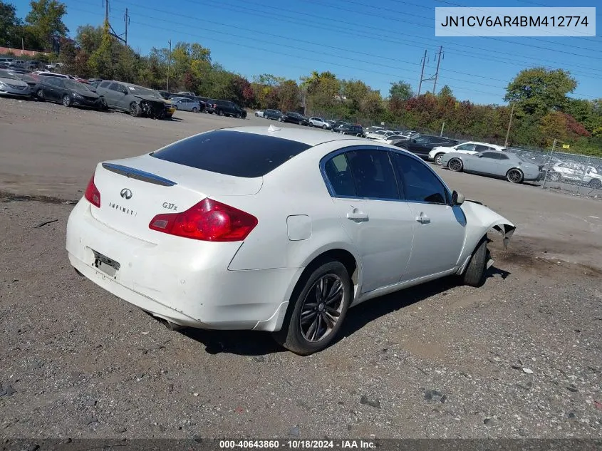 2011 Infiniti G37X VIN: JN1CV6AR4BM412774 Lot: 40643860