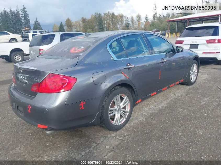 2011 Infiniti G25X VIN: JN1DV6AR9BM650995 Lot: 40679904