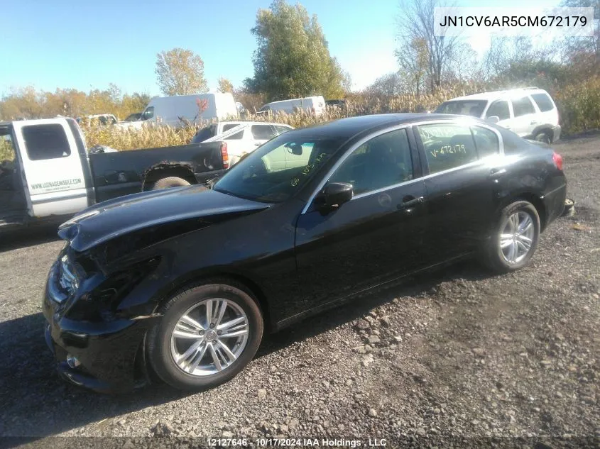 2012 Infiniti G37X VIN: JN1CV6AR5CM672179 Lot: 12127646