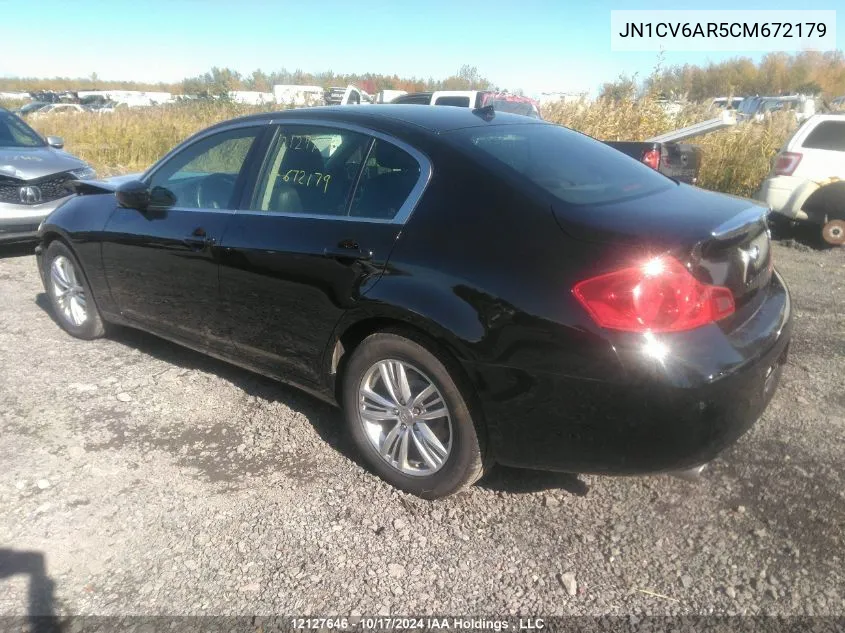 2012 Infiniti G37X VIN: JN1CV6AR5CM672179 Lot: 12127646