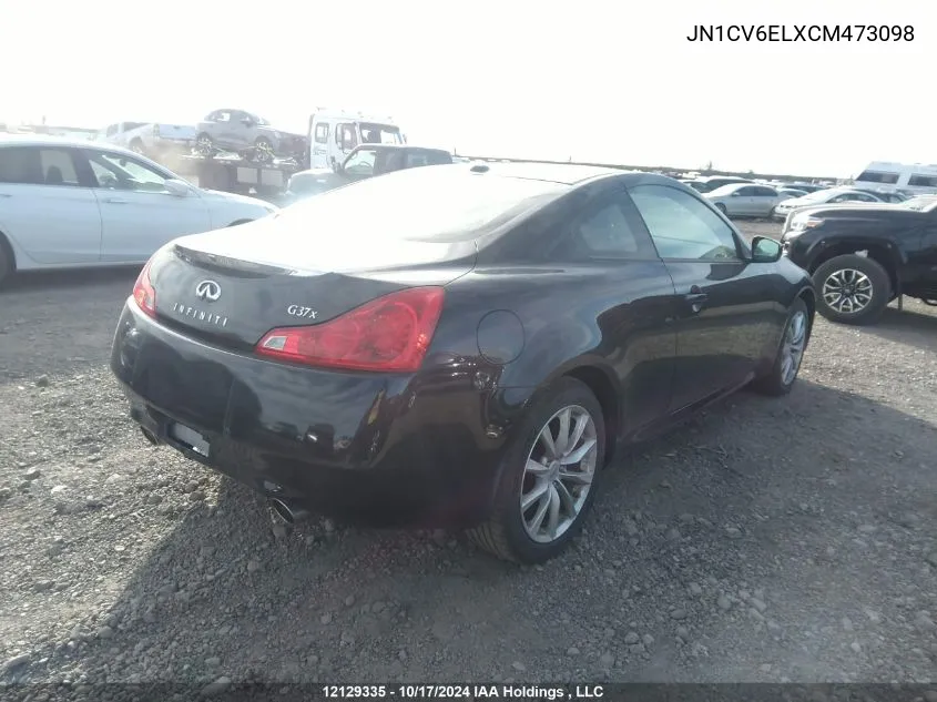 2012 Infiniti G37X VIN: JN1CV6ELXCM473098 Lot: 12129335