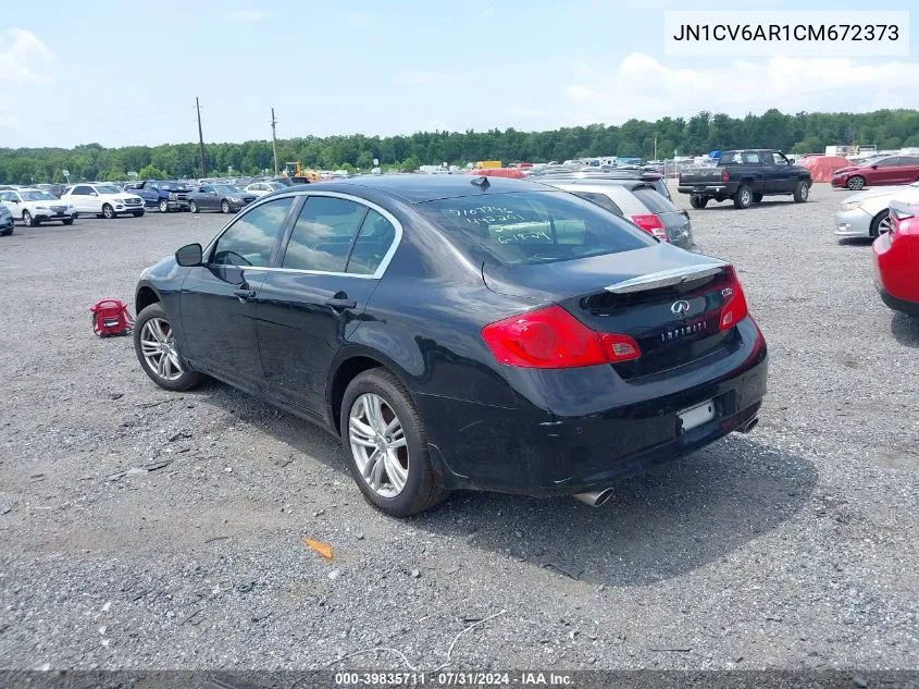 2012 Infiniti G37X VIN: JN1CV6AR1CM672373 Lot: 39835711