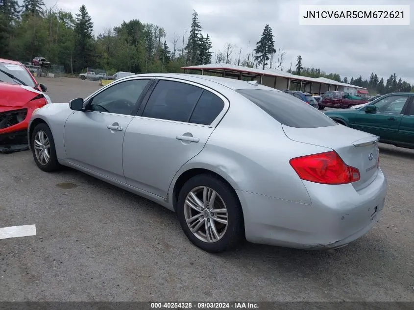 2012 Infiniti G37X VIN: JN1CV6AR5CM672621 Lot: 40254328