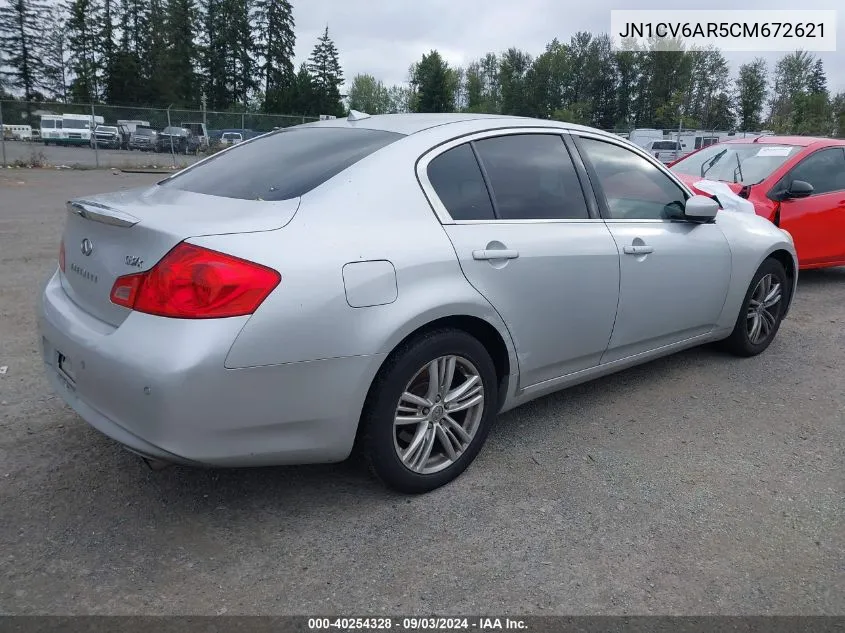 2012 Infiniti G37X VIN: JN1CV6AR5CM672621 Lot: 40254328