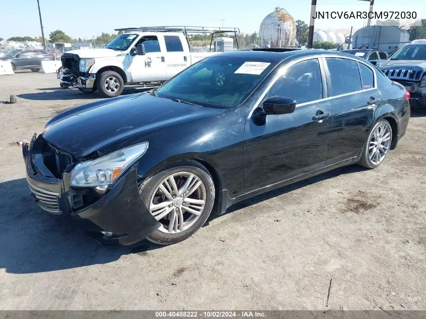 2012 Infiniti G37X VIN: JN1CV6AR3CM972030 Lot: 40488222