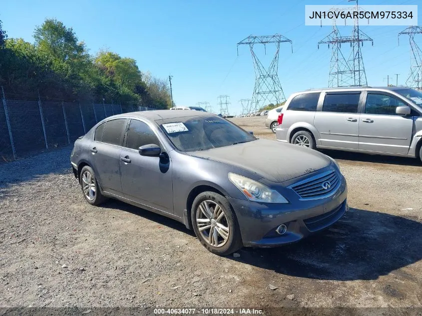 2012 Infiniti G37X VIN: JN1CV6AR5CM975334 Lot: 40634077