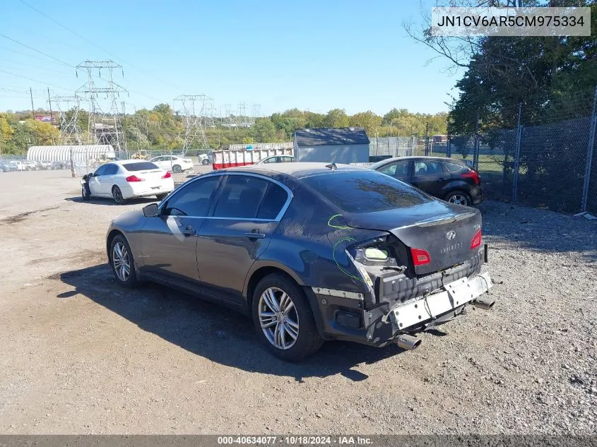 2012 Infiniti G37X VIN: JN1CV6AR5CM975334 Lot: 40634077