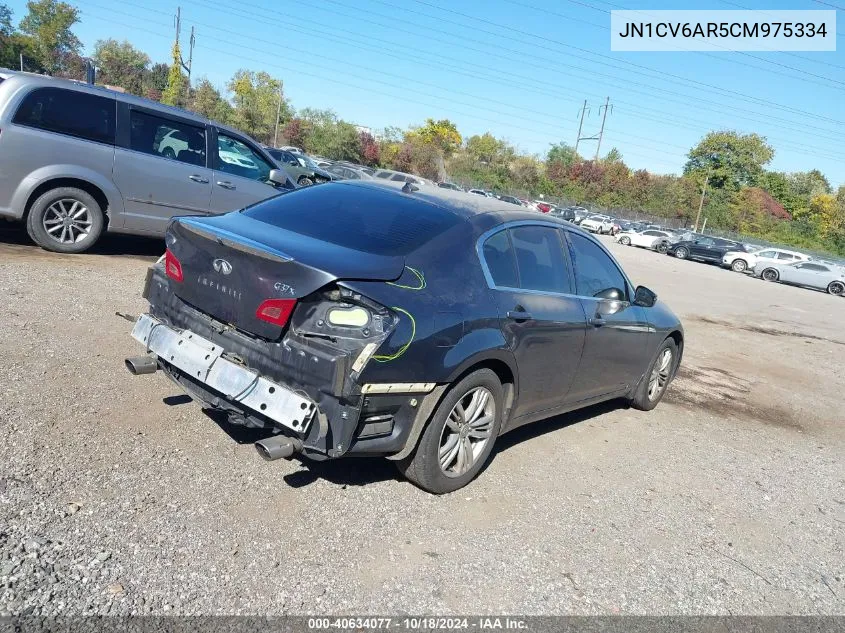 2012 Infiniti G37X VIN: JN1CV6AR5CM975334 Lot: 40634077