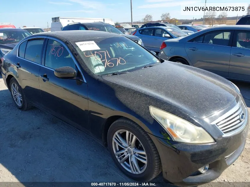 2012 Infiniti G37X VIN: JN1CV6AR8CM673875 Lot: 40717670