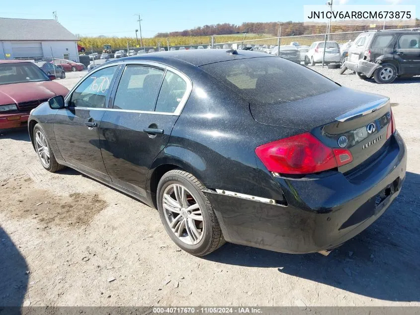 2012 Infiniti G37X VIN: JN1CV6AR8CM673875 Lot: 40717670