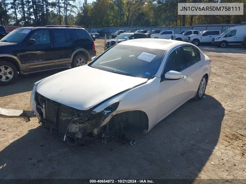 2013 Infiniti G37X VIN: JN1CV6AR5DM758111 Lot: 40654872