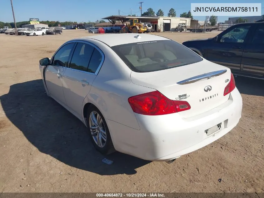 2013 Infiniti G37X VIN: JN1CV6AR5DM758111 Lot: 40654872