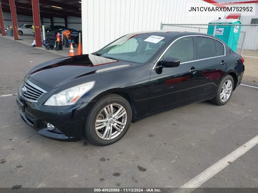 2013 Infiniti G37X VIN: JN1CV6ARXDM752952 Lot: 40825988