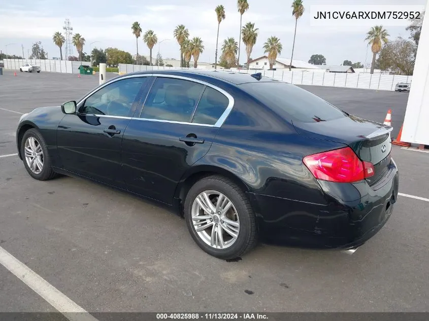 2013 Infiniti G37X VIN: JN1CV6ARXDM752952 Lot: 40825988