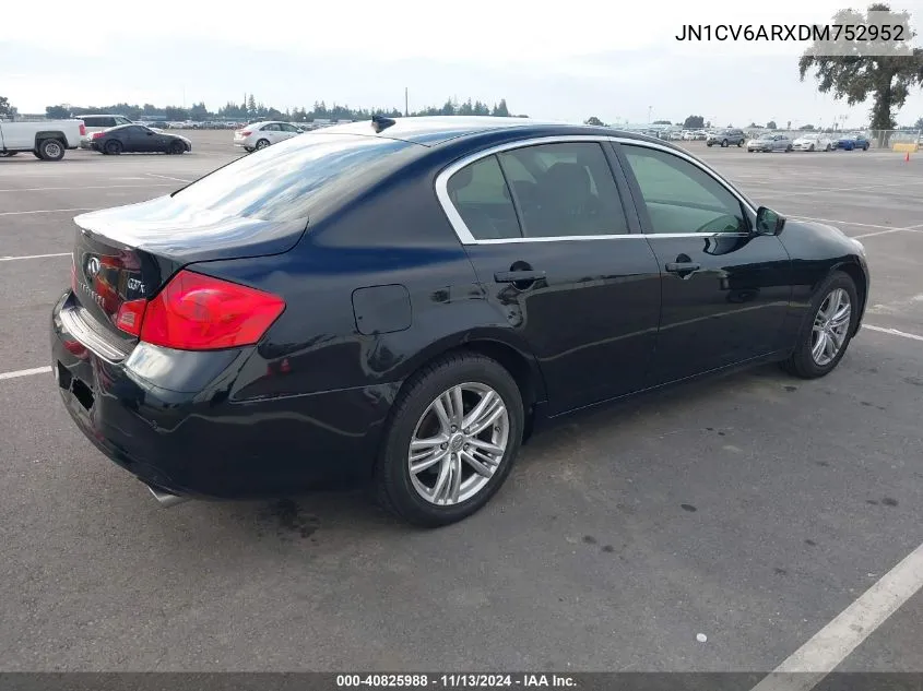 2013 Infiniti G37X VIN: JN1CV6ARXDM752952 Lot: 40825988