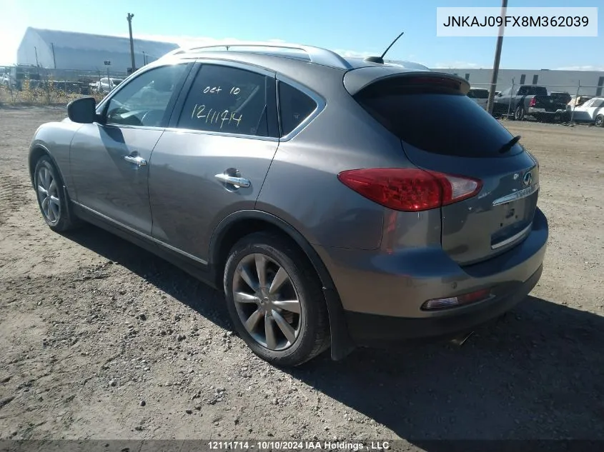 2008 Infiniti Ex35 Journey VIN: JNKAJ09FX8M362039 Lot: 12111714