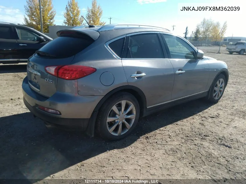 2008 Infiniti Ex35 Journey VIN: JNKAJ09FX8M362039 Lot: 12111714