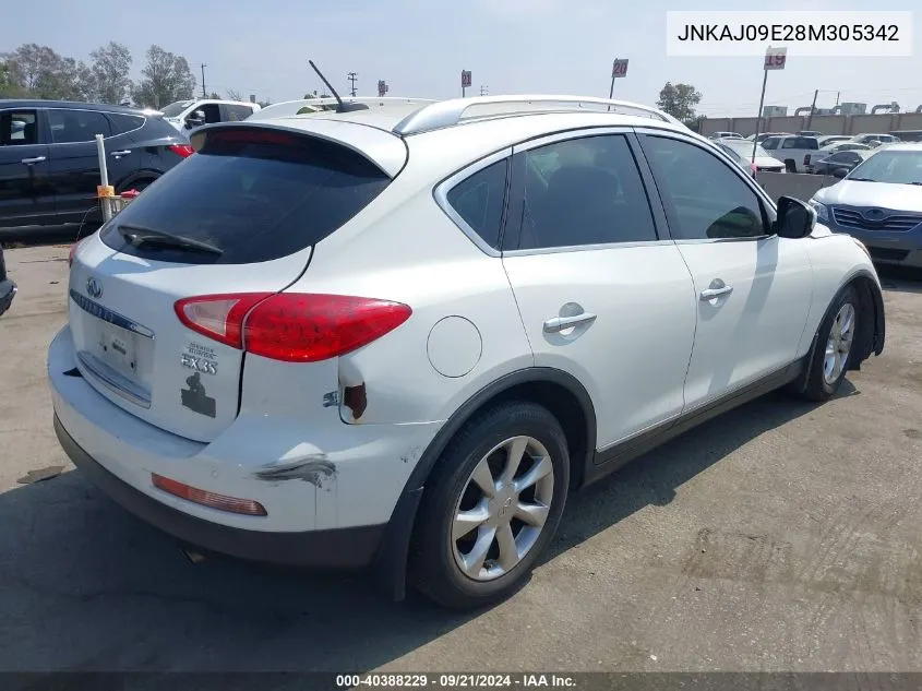 2008 Infiniti Ex35 Journey VIN: JNKAJ09E28M305342 Lot: 40388229