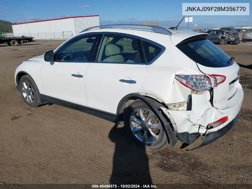 2008 Infiniti Ex35 Journey VIN: JNKAJ09F28M356770 Lot: 40496575