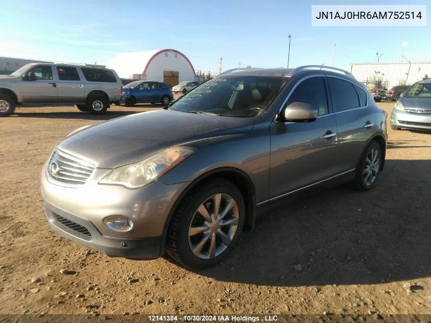 2010 Infiniti Ex35 Journey VIN: JN1AJ0HR6AM752514 Lot: 12141384