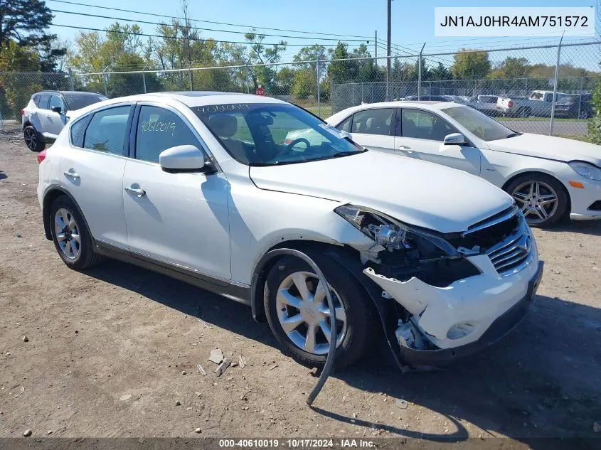 2010 Infiniti Ex35 Journey VIN: JN1AJ0HR4AM751572 Lot: 40610019